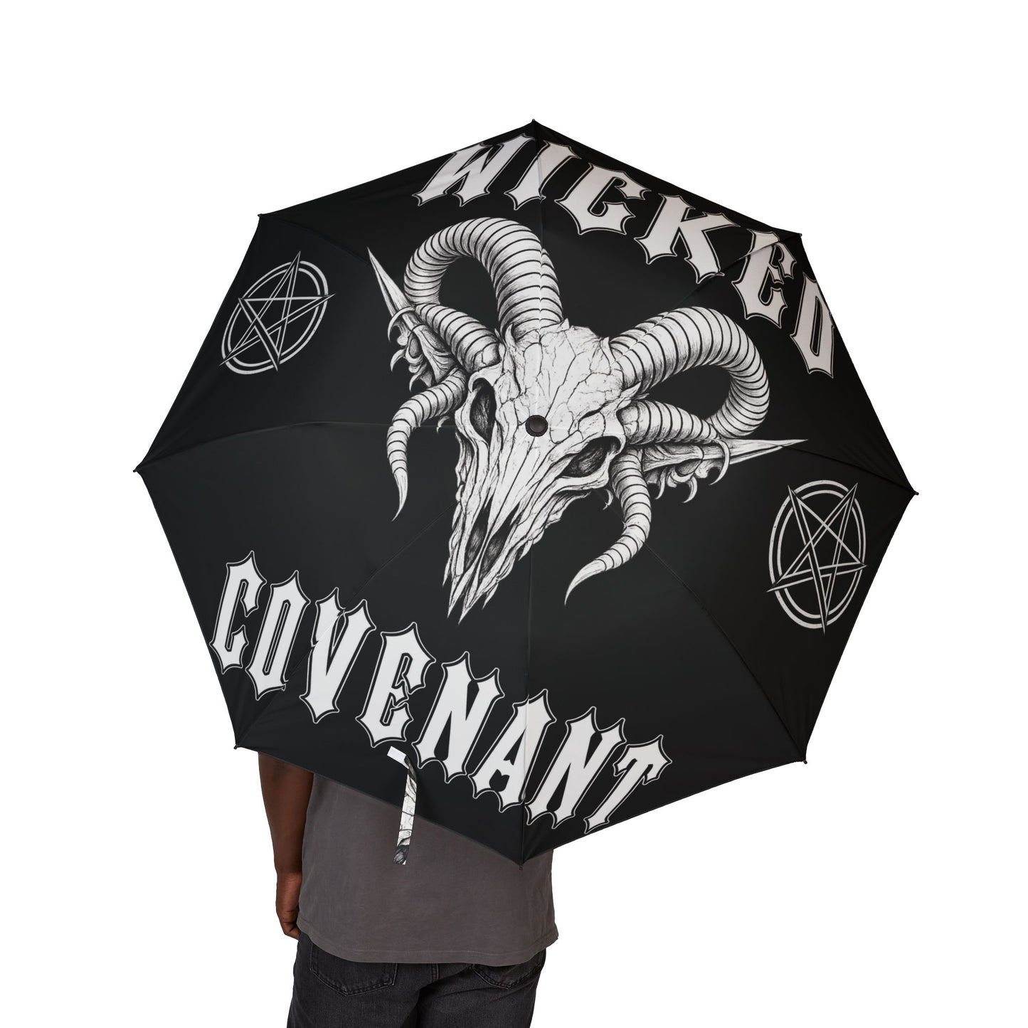 Wicked Covenant Ram Carcass Pentacle Semi-Automatic Foldable Umbrella