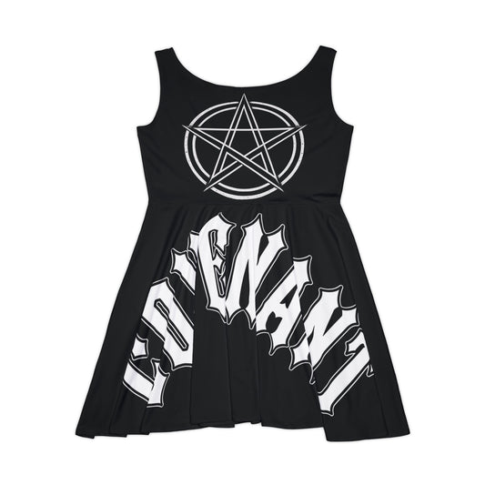 Goat Skull Pentagram - Black Skater Dress