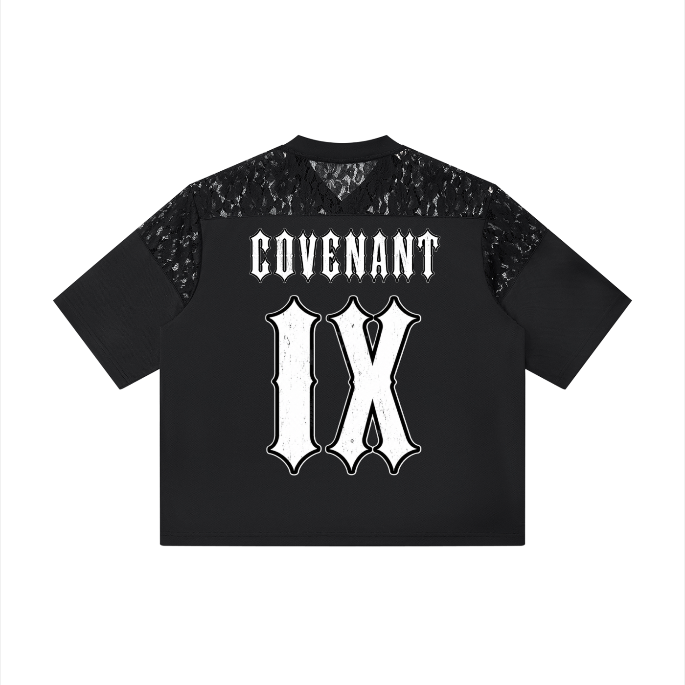 Covenant IX - Black Lace Paneling V-Neck Shirt