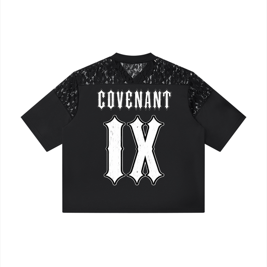 Covenant IX - Black Lace Paneling V-Neck Shirt