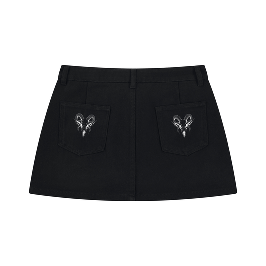 Ram Carcass - Studded Black Denim Mini Skirt
