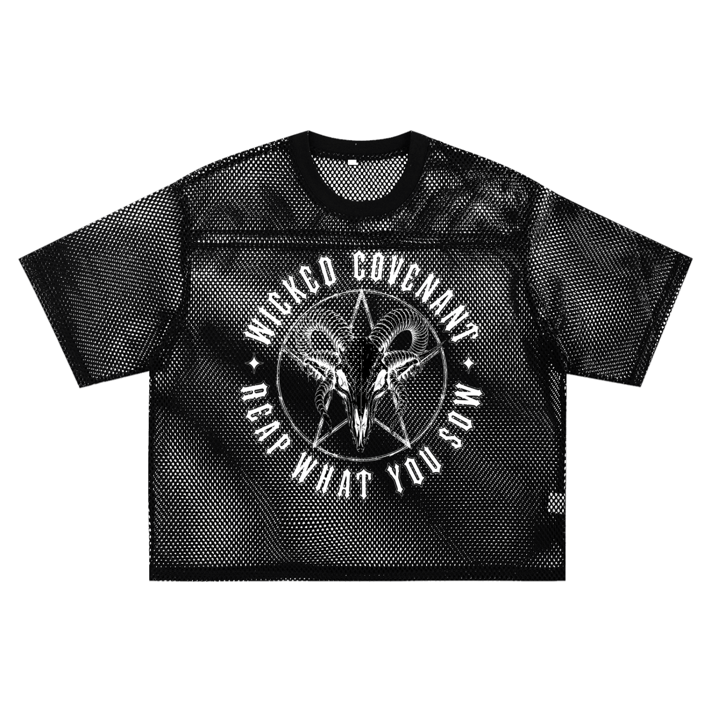 Wicked Covenant Reap What You Sow - Black See-through Net Shirt