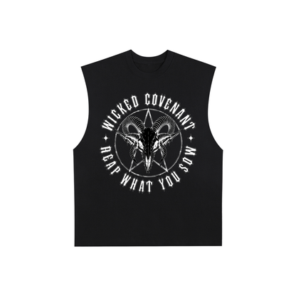 Wicked Covenant Reap What You Sow - Black Raw Edge Tank Top