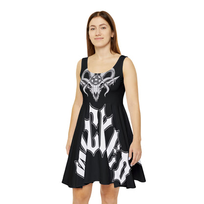 Goat Skull Pentagram - Black Skater Dress