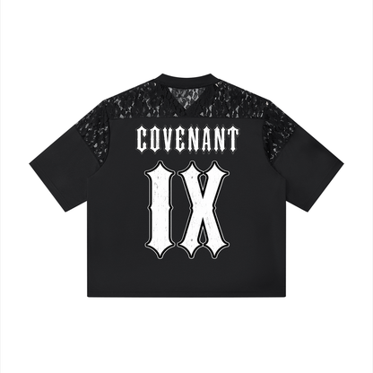 Covenant IX - Black Lace Paneling V-Neck Shirt