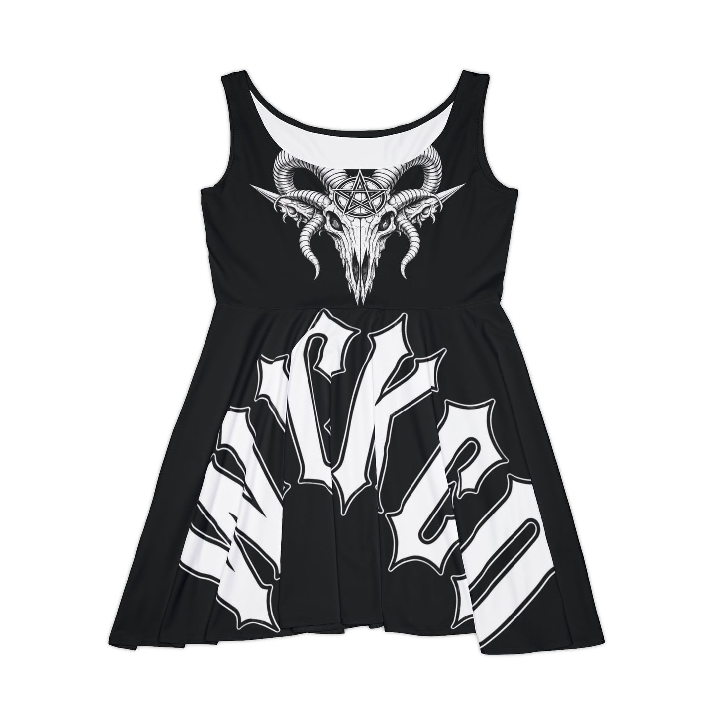 Goat Skull Pentagram - Black Skater Dress