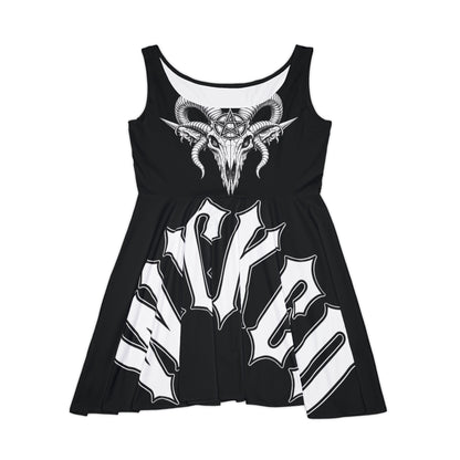 Goat Skull Pentagram - Black Skater Dress