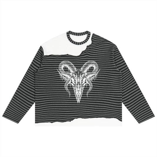 Ram Carcass - Striped Panel Boxy Long Sleeve T-Shirt