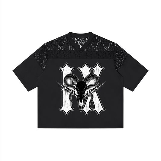 Covenant IX - Black Lace Paneling V-Neck Shirt