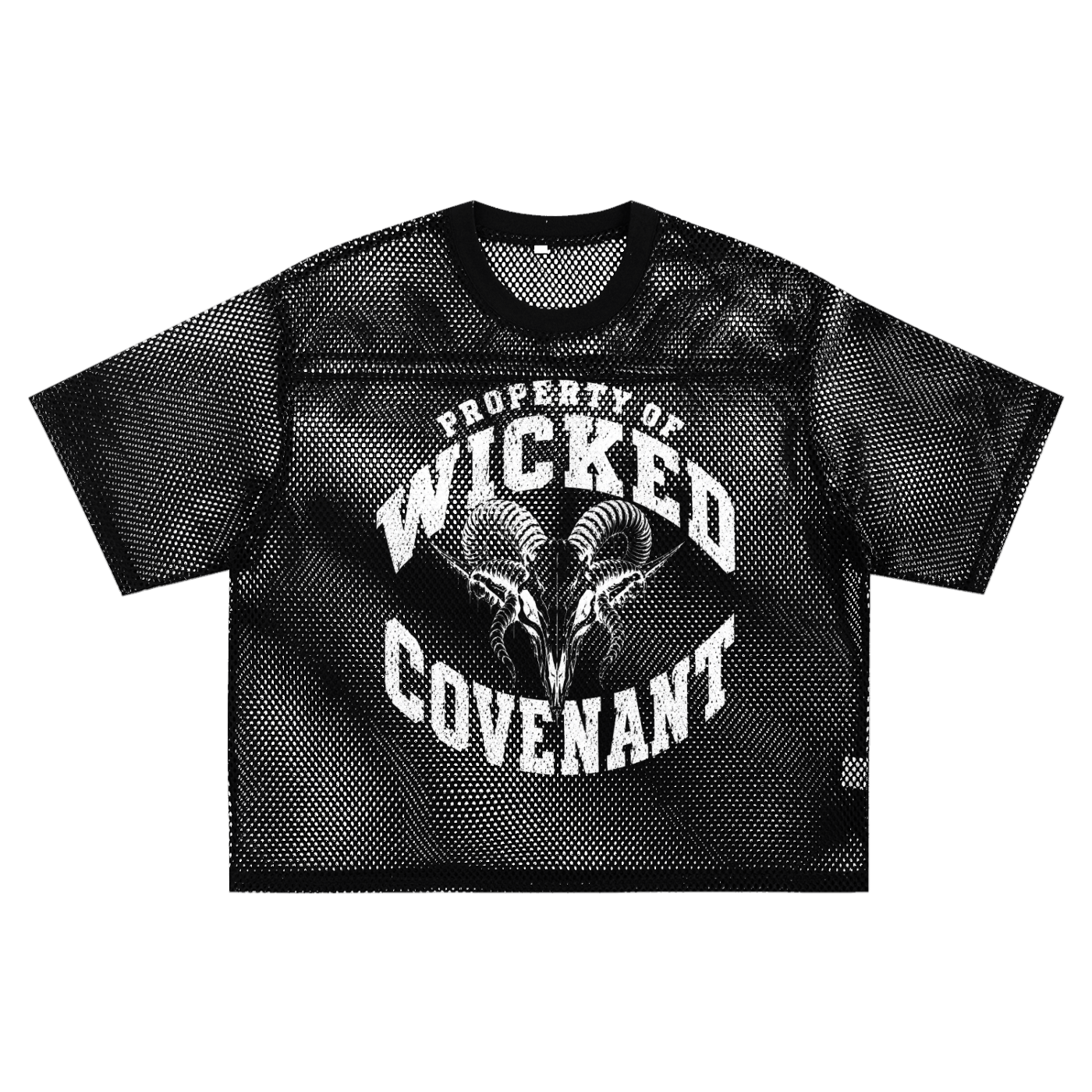 Property Of Wicked Covenant Black See-through Net Shirt