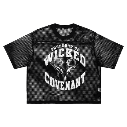 Property Of Wicked Covenant Black See-through Net Shirt