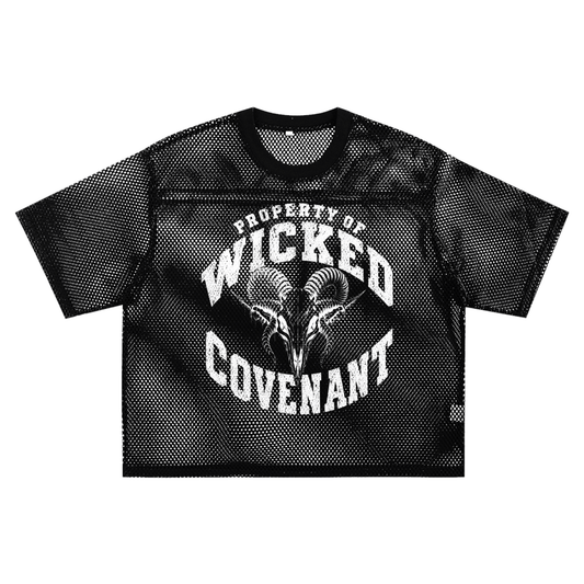 Property Of Wicked Covenant Black See-through Net Shirt